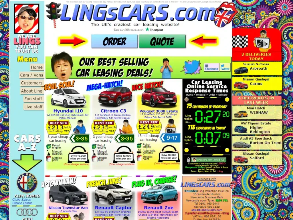 Ling's cars, a very overwhelming site design